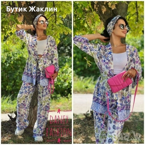 Луксозен сет от риза,кимоно и панталон , снимка 5 - Комплекти - 53770293