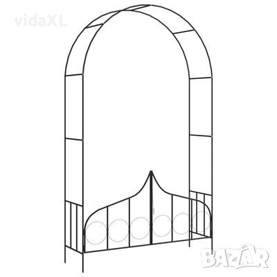 vidaXL Градинска арка с порта, черна, 138x40x238 см, желязо(SKU:47092, снимка 1 - Други - 46124125