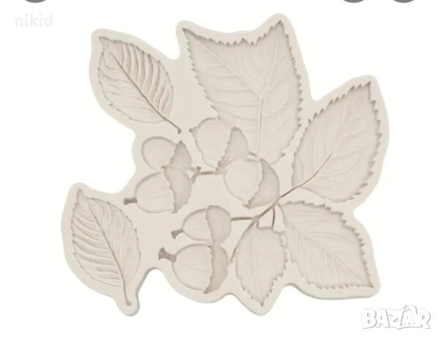 жълъди на клон с листа силиконов молд форма фондан шоколад декор украса, снимка 3 - Форми - 52148605