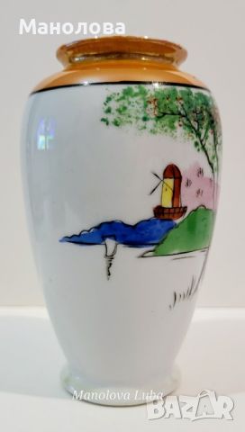 Японска ръчно рисувана порцеланова ваза., снимка 2 - Други ценни предмети - 45125543