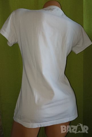 Tommy Hilfiger S- Бяла  дамска памучна тениска с лого , снимка 6 - Тениски - 46412831