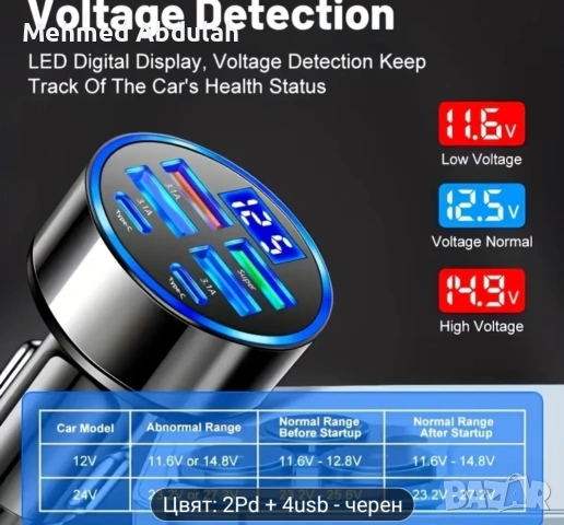 Подобрено 6 в1 бързо зарядно за автомобил, снимка 6 - Аксесоари и консумативи - 53480988