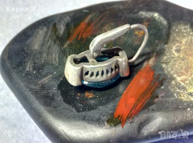 ПРЕКРАСНА СТАРА СКЪПОЦЕННА СРЕБЪРНА ОБЕЦИ СРЕБРО ВИСОКА ПРОБА с ЮВЕЛИРНО ФАСЕТИРАН СИН КРИСТАЛ 50181, снимка 2 - Антикварни и старинни предмети - 50510700