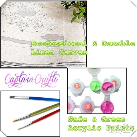 Captain Crafts Рисуване по номера 40 x 50 см. ленено платно, за възрастни  и деца, снимка 8 - Картини - 50793435