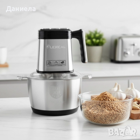 Електрически кухненски чопър Lexical LCH-1966 – 400W, 3 л, 3 скорости, снимка 3 - Чопъри и пасатори - 52930520