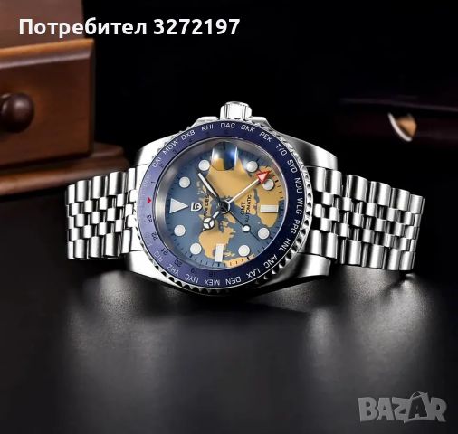 PAGANI DESIGN автоматичен часовник с Японски механизъм SEIKO NH34 GMT,стъкло сапфир,водоустойчив, снимка 4 - Мъжки - 45695170