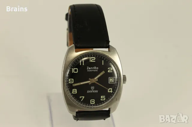 1960's ZENTRA SAFARI Automatic Немски Стоманен Военен Часовник, снимка 2 - Антикварни и старинни предмети - 50031338