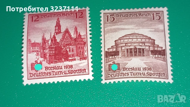 Германия серия марки 1938, снимка 3 - Филателия - 53802136