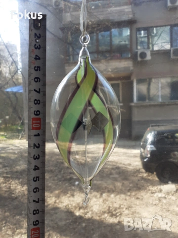 Топка духано стъкло ръчно рисувана супер финна с въртележка, снимка 6 - Антикварни и старинни предмети - 53390170