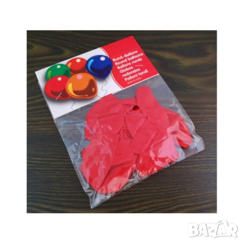 Балони кръгли червени и перлени 10 бр.