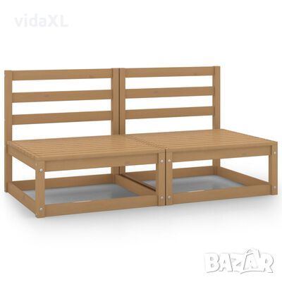 vidaXL Градински средни дивани, 2 бр, меденокафяви, бор масив（SKU:805683, снимка 1 - Градински мебели, декорация  - 46089000