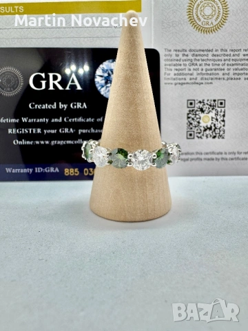 Сребърен пръстен с мойсанит (Диамант) 7.5 карата, снимка 3 - Пръстени - 54091856