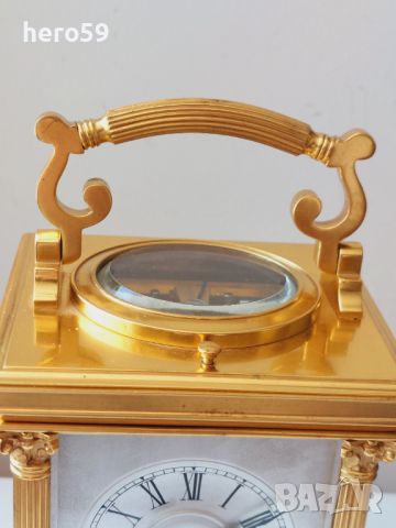 Френски бронзов каретен часовник-репетир/French Carriage Clock with Repeater/14 days, снимка 3 - Стенни часовници - 45285325