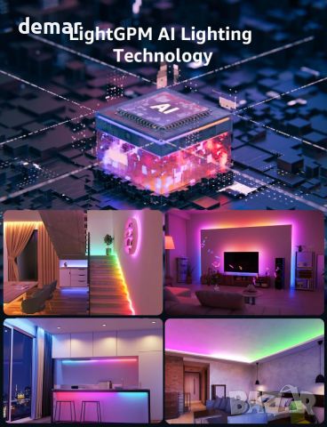 Lepro S1 Smart LED лента, 5M 150LEDs Работи с Alexa, Google Assitant, Bluetooth и WiFi App Control, снимка 6 - Лед осветление - 45342520