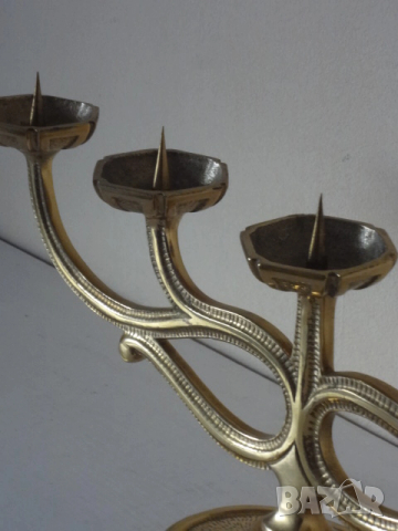 Месингов свещник за 5 бр. свещи от Италия, снимка 11 - Антикварни и старинни предмети - 53079238