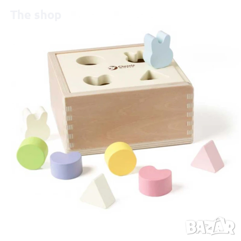 Дървена кутия за сортиране на формички в пастелни цветове (004), снимка 1 - Образователни игри - 45073927