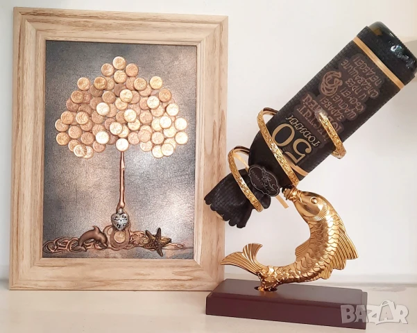 Оригинален подарък за юбилей 50 години с Дървото на живота и Златна риба