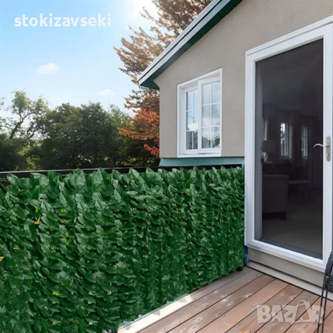 Ограда от зелени листа - панел за уединение с реалистичен вид 3 x 0,5 м, снимка 9 - Декорация за дома - 54088597