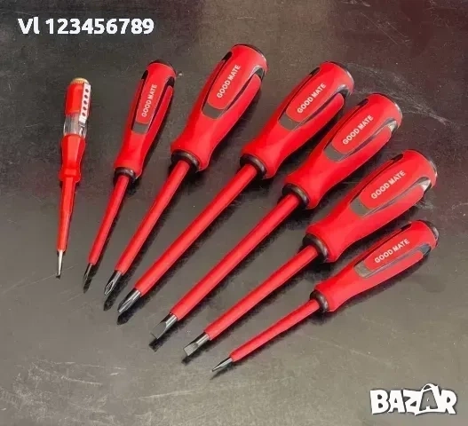 Комплект 7 изолирани отвертки 1000V+фазомер 