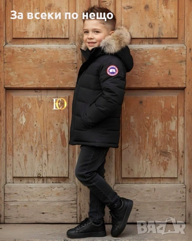 Canada Goose Детско Черно Зимно Яке С Пух На Качулката Код SK784