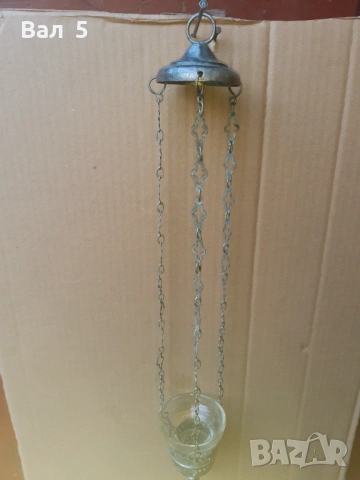 Много старо домашно метално кандило с чашка, снимка 2 - Антикварни и старинни предмети - 53987427