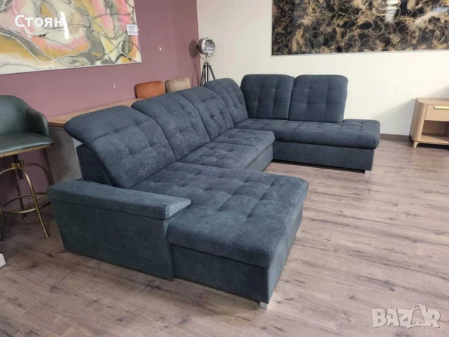 ПРОМОЦИЯ!!!Тъмно сив П - образен ъглов диван Nixon с функция сън, снимка 3 - Дивани и мека мебел - 52829905