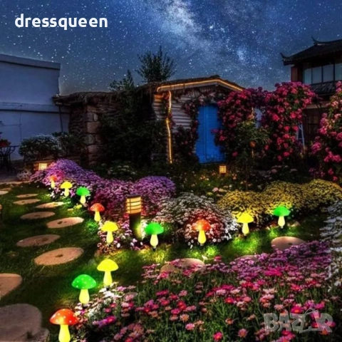 4476 Комплект 8 броя цветни соларни лампи „Градински гъбки“ с точки и 8 режима на светене, снимка 2 - Градински мебели, декорация  - 54066710