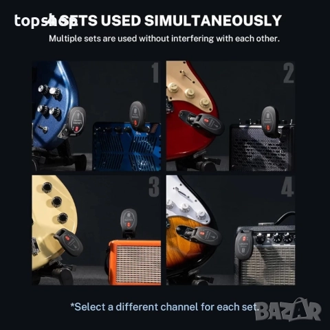 LEKATO Безжична китарна система, акумулаторна предавател и приемник, цифрова система, безжичен ..., снимка 6 - Гедорета - 51629124