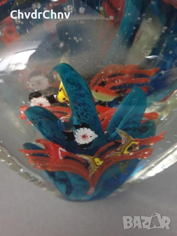 Murano стъклена фигура 18см-3кг/италианска декорация-аквариум от Мурано стъкло, снимка 6 - Статуетки - 52445827