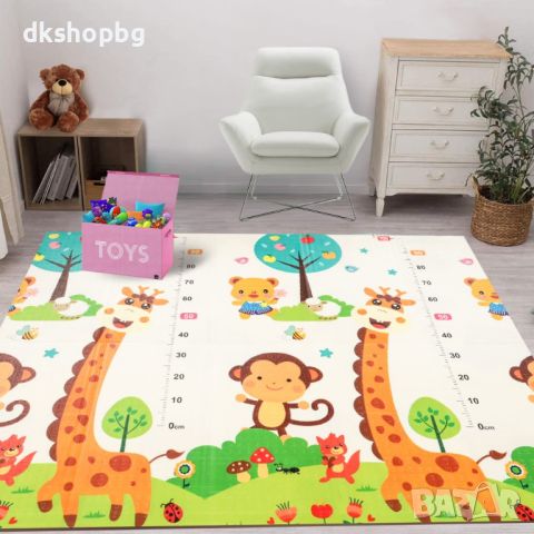 4137 Сгъваемо детско килимче за игра, топлоизолиращо 180x200x1cm - Жираф и Цифри, снимка 3 - Други - 45837133