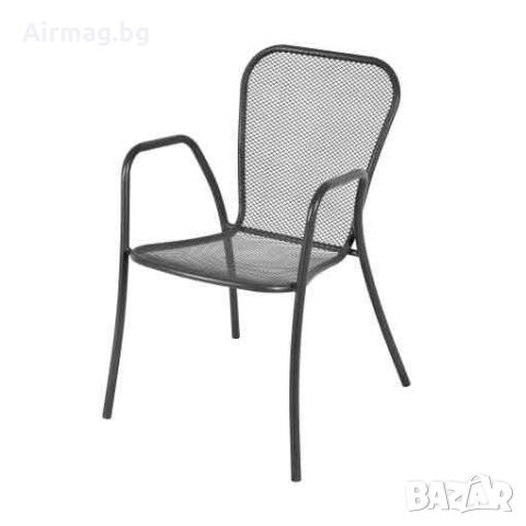 Метален мрежесто-перфориран стол с подлакътници 54x62x83см TLM65-C тъмно сив, снимка 1 - Градински мебели, декорация  - 45351586