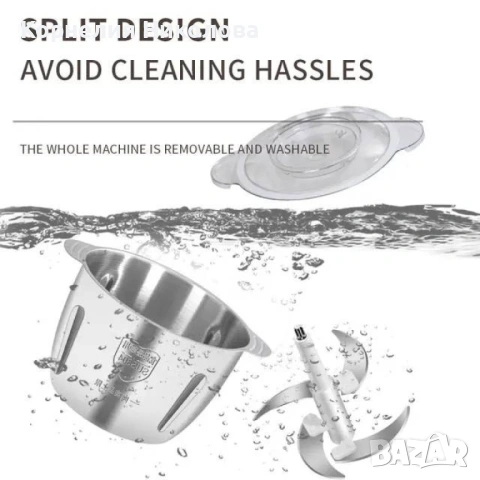 Висококачествен електрически чопър за смилане на месо,ядки и зеленчуци с обем 3 литра, снимка 4 - Чопъри и пасатори - 54211094