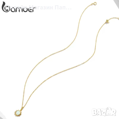 Колие Bamoer 925 сребро с опал слънце — златно и платинено покритие, сертификат, снимка 5 - Колиета, медальони, синджири - 52339886