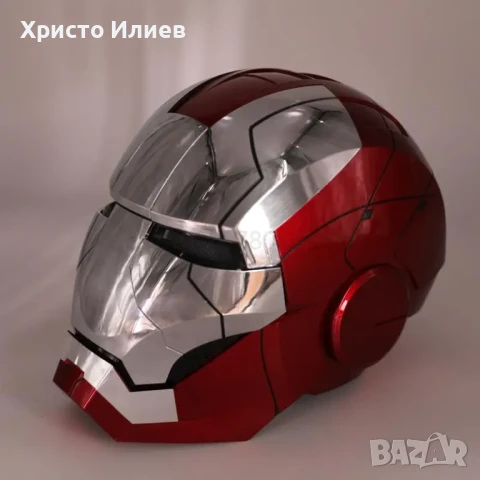 Реалистична Светеща маска на Железния човек Iron Man Marvel Моторизирана с гласови команди, снимка 8 - Друга електроника - 51286614