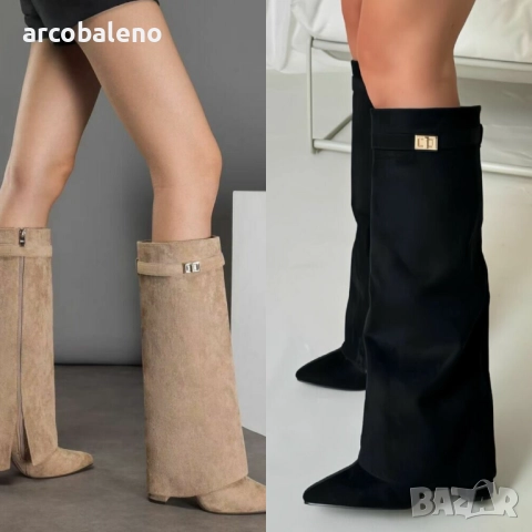 Дамски ботуши на висок ток, 2цвята 
