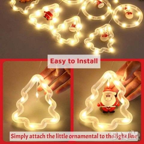 Светещ коледен гирлянд с рингове и малки коледни фигурки , снимка 5 - Декорация за дома - 52566855