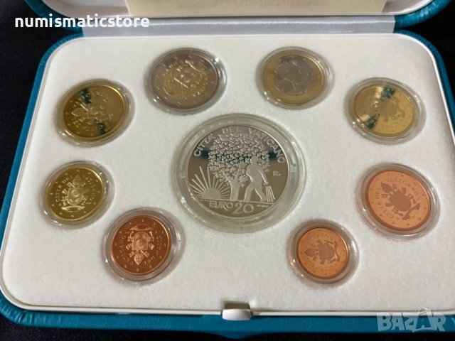 Ватикана PROOF 2019 година - комплектен сет от 1 цент до 2 евро + 20 евро Сребърна монета, снимка 6 - Нумизматика и бонистика - 50812872