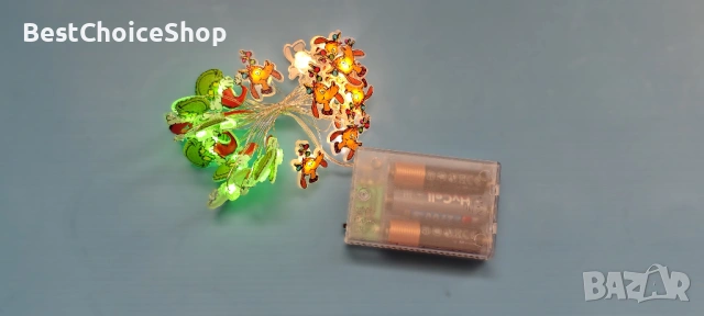 20 LED вътрешни весели светлини, 2м, Гринч и еленчета, снимка 2 - Лед осветление - 53913235