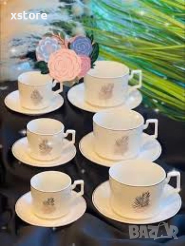 Луксозен олекотен порцеланов комплект от 12 части, за вашия изискан стил , снимка 6 - Чаши - 52699916