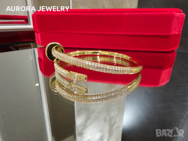 CARTIER Nail Juste un Clou Gold Large Paved Diamonds Гривна Пирон, снимка 6 - Гривни - 52843799