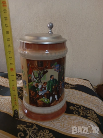 Стара халба за бира с капак, снимка 2 - Други ценни предмети - 53752874