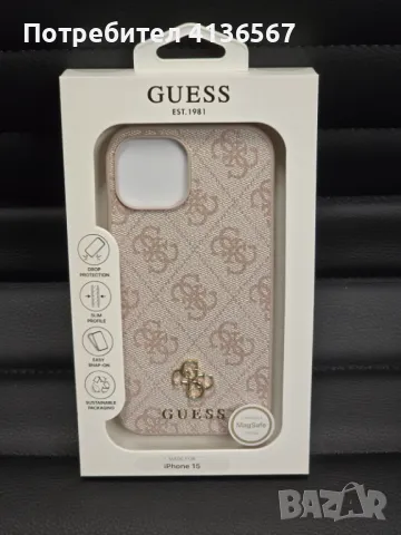 Защитен калъф Guess с метално лого PU, за iPhone13, Magsafe, розов, снимка 1 - Калъфи, кейсове - 48294922