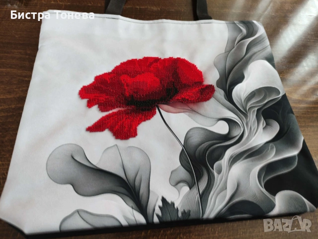 Дамска чанта, нашита с мъниста, снимка 4 - Чанти - 54031269