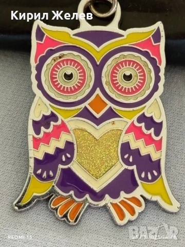 Метален ключодържател с дизайн на бухал 🦉 изобразен в ярки цветове подходящ аксесоар за раници 32532, снимка 2 - Други - 51118939