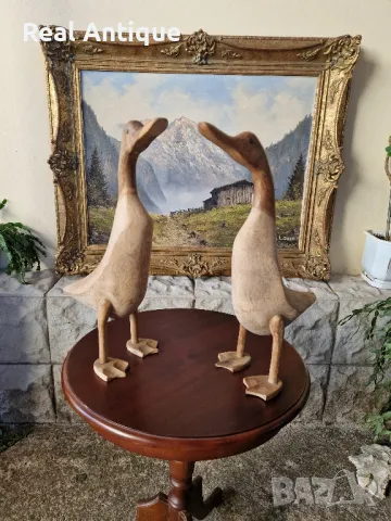 Чифт страхотни антикварни английски дървени фигури статуетки 