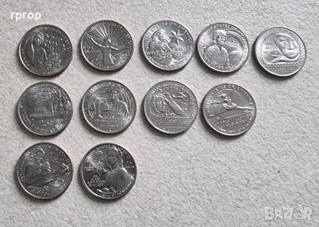 САЩ.1/4 долар. 11 бр. Серия известни американски жени за 2022 , 23 и 24 год.