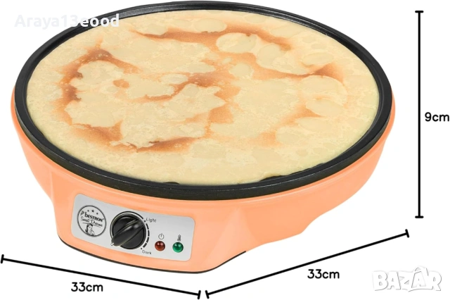 Електрически уред за палачинки Bestron ASW602PE 30 см плоча 1000W, оранжев, снимка 3 - Гофретници - 53822153