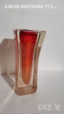 Много тежка ваза от художествено стъкло тип Мурано 3.5 кг