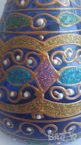 Стъклена красива ваза с орнаменти, снимка 4 - Вази - 45082537