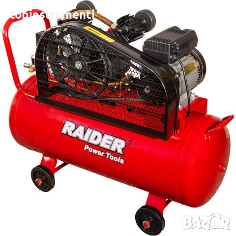 Компресор за въздух 100 л. RAIDER RD-AC17, двуцилиндров, 1500W, 170 л/мин., 8 bar, снимка 1 - Компресори - 45905759